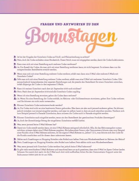 FAQ Bonustage